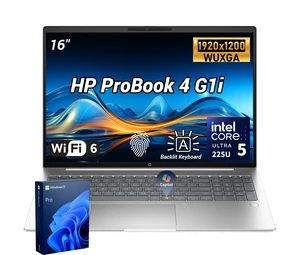HP ProBook 4 G1i Business Laptop, 16" FHD+, Intel Core Ultra 5 225U, 16GB DDR5 RAM, 512GB SSD, Wi-Fi 6, Windows 11 Pro, Backlit Keyboard, Fingerprint Reader, Webcam, Silver HP ProBook 4 G1i Business Laptop, 16" FHD+, Intel Core Ultra 5 225U, 16GB DDR5 RAM, 512GB SSD, Wi-Fi 6, Windows 11 Pro, Backlit Keyboard, Fingerprint Reader, Webcam, Silver