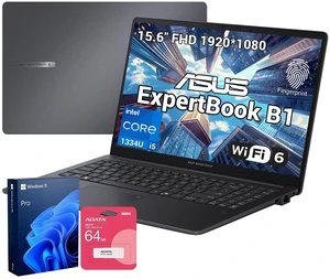 ASUS ExpertBook B1503CVA Business Laptop, 15.6" FHD, Intel Core i5-1334U, 8GB DDR5 RAM, 512GB SSD, Wi-Fi 6, Windows 11 Pro, Backlit Keyboard, Fingerprint Reader, Webcam, Grey, w/PCO Bundle ASUS ExpertBook B1503CVA Business Laptop, 15.6" FHD, Intel Core i5-1334U, 8GB DDR5 RAM, 512GB SSD, Wi-Fi 6, Windows 11 Pro, Backlit Keyboard, Fingerprint Reader, Webcam, Grey, w/PCO Bundle