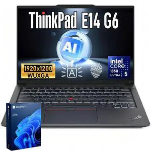 Lenovo ThinkPad E14 Gen 6 Business Laptop, 14" FHD+, Intel Core Ultra 5 135U, 32GB RAM, 1TB SSD, Wi-Fi 6, Windows 11 Pro, Black Lenovo ThinkPad E14 Gen 6 Business Laptop, 14" FHD+, Intel Core Ultra 5 135U, 32GB RAM, 1TB SSD, Wi-Fi 6, Windows 11 Pro, Black