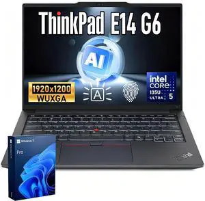 Lenovo ThinkPad E14 Gen 6 Business Laptop, 14" FHD+, Intel Core Ultra 5 135U, 24GB RAM, 1TB SSD, Wi-Fi 6, Windows 11 Pro, Black Lenovo ThinkPad E14 Gen 6 Business Laptop, 14" FHD+, Intel Core Ultra 5 135U, 24GB RAM, 1TB SSD, Wi-Fi 6, Windows 11 Pro, Black