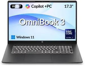 HP OmniBook 3 17-dg0107dx Premium AI Laptop, 17.3" FHD, Intel Core Ultra 7 255U, 16GB DDR5 RAM, 2TB SSD, Wi-Fi 7, Windows 11 Pro, Silver HP OmniBook 3 17-dg0107dx Premium AI Laptop, 17.3" FHD, Intel Core Ultra 7 255U, 16GB DDR5 RAM, 2TB SSD, Wi-Fi 7, Windows 11 Pro, Silver