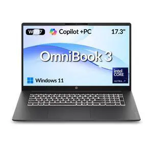 HP OmniBook 3 17-dg0107dx Premium AI Laptop, 17.3" FHD, Intel Core Ultra 7 255U, 16GB DDR5 RAM, 512GB SSD, Wi-Fi 7, Windows 11 Pro, Silver HP OmniBook 3 17-dg0107dx Premium AI Laptop, 17.3" FHD, Intel Core Ultra 7 255U, 16GB DDR5 RAM, 512GB SSD, Wi-Fi 7, Windows 11 Pro, Silver