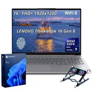 Lenovo ThinkBook 16 Gen 8 Business Laptop, 16" FHD+ Screen, Intel Core Ultra 9 185H, 64GB DDR5 RAM, 4TB SSD, Wi-Fi 6, Windows 11 Pro, Grey with PCO Cooler Lenovo ThinkBook 16 Gen 8 Business Laptop, 16" FHD+ Screen, Intel Core Ultra 9 185H, 64GB DDR5 RAM, 4TB SSD, Wi-Fi 6, Windows 11 Pro, Grey with PCO Cooler