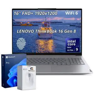 Lenovo ThinkBook 16 Gen 8 Business Laptop, 16" FHD+ Screen, Intel Core Ultra 9 185H, 32GB DDR5 RAM, 1TB SSD, Wi-Fi 6, Windows 11 Pro, Wireless Mouse Grey Lenovo ThinkBook 16 Gen 8 Business Laptop, 16" FHD+ Screen, Intel Core Ultra 9 185H, 32GB DDR5 RAM, 1TB SSD, Wi-Fi 6, Windows 11 Pro, Wireless Mouse Grey