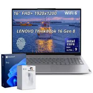 Lenovo ThinkBook 16 Gen 8 Business Laptop, 16" FHD+ Screen, Intel Core Ultra 9 185H, 64GB DDR5 RAM, 1TB SSD, Wi-Fi 6, Windows 11 Pro, Wireless Mouse Grey Lenovo ThinkBook 16 Gen 8 Business Laptop, 16" FHD+ Screen, Intel Core Ultra 9 185H, 64GB DDR5 RAM, 1TB SSD, Wi-Fi 6, Windows 11 Pro, Wireless Mouse Grey