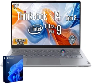 Lenovo ThinkBook 14 Gen 8 Business Laptop, 14" FHD+, Intel Core Ultra 9 185H, 64GB DDR5 RAM, 2TB SSD, Wi-Fi 6, Windows 11 Pro, Backlit Keyboard, Grey Lenovo ThinkBook 14 Gen 8 Business Laptop, 14" FHD+, Intel Core Ultra 9 185H, 64GB DDR5 RAM, 2TB SSD, Wi-Fi 6, Windows 11 Pro, Backlit Keyboard, Grey