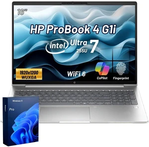HP ProBook 4 G1i Business Laptop, 16" FHD+, Intel Core Ultra 7 255U, 16GB DDR5 RAM, 1TB SSD, Wi-Fi 6, Windows 11 Pro, Silver HP ProBook 4 G1i Business Laptop, 16" FHD+, Intel Core Ultra 7 255U, 16GB DDR5 RAM, 1TB SSD, Wi-Fi 6, Windows 11 Pro, Silver