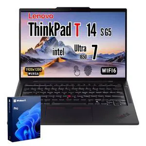 Lenovo ThinkPad T14s Gen 5 Business Laptop, 14" FHD+ Touchscreen, Intel Core Ultra 7 165U, 32GB RAM, 4TB SSD, Wi-Fi 6, Windows 11 Pro, Backlit KB, Black Lenovo ThinkPad T14s Gen 5 Business Laptop, 14" FHD+ Touchscreen, Intel Core Ultra 7 165U, 32GB RAM, 4TB SSD, Wi-Fi 6, Windows 11 Pro, Backlit KB, Black