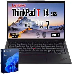 Lenovo ThinkPad T14s Gen 5 Business Laptop, 14" FHD+ Touchscreen, Intel Core Ultra 7 165U, 32GB RAM, 1TB SSD, Wi-Fi 6, Windows 11 Pro, Backlit KB, Black Lenovo ThinkPad T14s Gen 5 Business Laptop, 14" FHD+ Touchscreen, Intel Core Ultra 7 165U, 32GB RAM, 1TB SSD, Wi-Fi 6, Windows 11 Pro, Backlit KB, Black