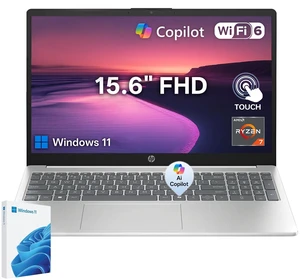 HP Essential 15-FC0225DX Premium Laptop, 15.6" FHD Touchscreen, AMD Ryzen 7 7730U, 16GB RAM, 512GB SSD, Wi-Fi 6, Windows 11 Pro, Silver HP Essential 15-FC0225DX Premium Laptop, 15.6" FHD Touchscreen, AMD Ryzen 7 7730U, 16GB RAM, 512GB SSD, Wi-Fi 6, Windows 11 Pro, Silver