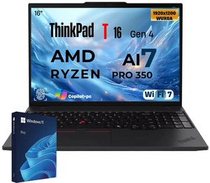 Lenovo ThinkPad T16 Gen 4 Business AI Laptop, 16" FHD+, AMD Ryzen AI 7 Pro 350, 16GB DDR5 RAM, 512GB SSD, Wi-Fi 7, Windows 11 Pro, Black Lenovo ThinkPad T16 Gen 4 Business AI Laptop, 16" FHD+, AMD Ryzen AI 7 Pro 350, 16GB DDR5 RAM, 512GB SSD, Wi-Fi 7, Windows 11 Pro, Black