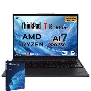 Lenovo ThinkPad T16 Gen 4 Business AI Laptop, 16" FHD+, AMD Ryzen AI 7 Pro 350, 64GB DDR5 RAM, 1TB SSD, Wi-Fi 7, Windows 11 Pro, Black Lenovo ThinkPad T16 Gen 4 Business AI Laptop, 16" FHD+, AMD Ryzen AI 7 Pro 350, 64GB DDR5 RAM, 1TB SSD, Wi-Fi 7, Windows 11 Pro, Black