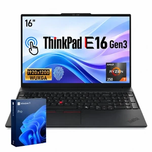 Lenovo ThinkPad E16 Gen 3 Business AI Laptop, 16" FHD+ Touchscreen, AMD Ryzen 7 250, 64GB DDR5 RAM, 1TB SSD, Wi-Fi 6, Windows 11 Pro, Black Lenovo ThinkPad E16 Gen 3 Business AI Laptop, 16" FHD+ Touchscreen, AMD Ryzen 7 250, 64GB DDR5 RAM, 1TB SSD, Wi-Fi 6, Windows 11 Pro, Black