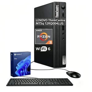 Lenovo ThinkCentre M75q Business MFF Desktop, AMD Ryzen 3 8300GE, 32GB DDR5 RAM, 1TB SSD, Wi-Fi 6, Windows 11 Pro, Black Lenovo ThinkCentre M75q Business MFF Desktop, AMD Ryzen 3 8300GE, 32GB DDR5 RAM, 1TB SSD, Wi-Fi 6, Windows 11 Pro, Black