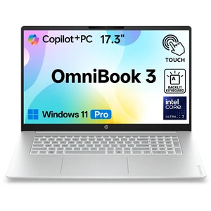 HP OmniBook 3 17T-DF000 Premium AI Laptop, 17.3" FHD Touchscreen, Intel Core Ultra 7 355, 16GB DDR5 RAM, 2TB SSD, Wi-Fi 6, Windows 11 Home, Silver