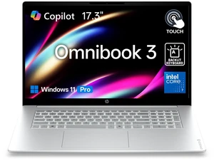 HP OmniBook 3 17t-dg000 Premium Laptop, 17.3" FHD Touchscreen, Intel Core 7 350, 16GB DDR5 RAM, 512GB SSD, Wi-Fi 6, Windows 11 Pro, Silver, Backlit KB, Numeric Keypad, Webcam, AI Ready HP OmniBook 3 17t-dg000 Premium Laptop, 17.3" FHD Touchscreen, Intel Core 7 350, 16GB DDR5 RAM, 512GB SSD, Wi-Fi 6, Windows 11 Pro, Silver, Backlit KB, Numeric Keypad, Webcam, AI Ready