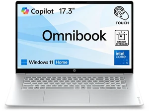 HP OmniBook 3 17t Premium AI Laptop, 17.3" FHD Touchscreen, Intel Core 5 315,16GB DDR5 RAM, 512GB SSD, Wi-Fi 6, Windows 11 Home, Silver, Backlit Keyboard, Numeric Keypad, Webcam, Copilot+ PC HP OmniBook 3 17t Premium AI Laptop, 17.3" FHD Touchscreen, Intel Core 5 315,16GB DDR5 RAM, 512GB SSD, Wi-Fi 6, Windows 11 Home, Silver, Backlit Keyboard, Numeric Keypad, Webcam, Copilot+ PC