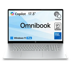 HP OmniBook 3 17t Premium AI Laptop, 17.3" FHD Touchscreen, Intel Core 5 315,16GB DDR5 RAM, 512GB SSD, Wi-Fi 6, Windows 11 Pro, Silver, Backlit Keyboard, Numeric Keypad, Webcam, Copilot+ PC HP OmniBook 3 17t Premium AI Laptop, 17.3" FHD Touchscreen, Intel Core 5 315,16GB DDR5 RAM, 512GB SSD, Wi-Fi 6, Windows 11 Pro, Silver, Backlit Keyboard, Numeric Keypad, Webcam, Copilot+ PC