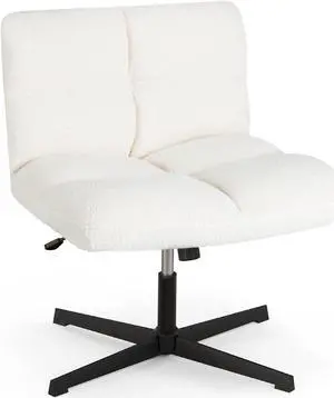 Office Armless Chair Cross Legged with Imitation Lamb Fleece and Adjustable Height