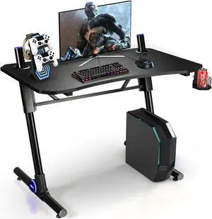 43.5 Inch Height Adjustable Gaming Desk with Blue LED Lights