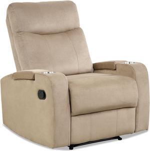 Recliner Chair Single Sofa Lounger with Arm Storage and Cup Holder for Living Room-Brown