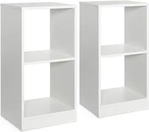 SlickBlue 2 Pieces 2-tier Bookcase Set with Anti-toppling Device