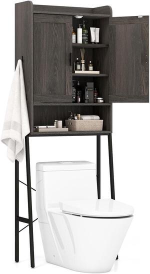 Over the Toilet Storage Cabinet Space Saver Organizer with Double Doors-Gray