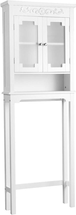 Bathroom Space Saver Carved Top Toilet Rack with Adjustable Shelf