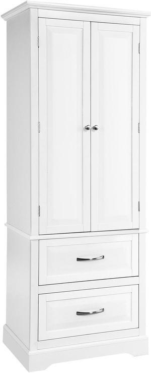62 Inch Freestanding Bathroom Cabinet with Adjustable Shelves and 2 Drawers-White