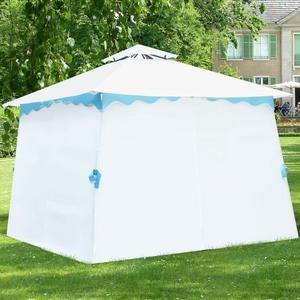 2-Tier 10' x 10' Patio Gazebo Canopy Tent w/ Side Walls