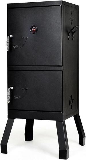 Vertical 2-Tier Outdoor Barbeque Grill with Temperature Gauge