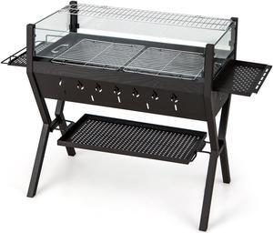 Barbecue Charcoal Grills with Wind Guard Seasoning Racks-Black