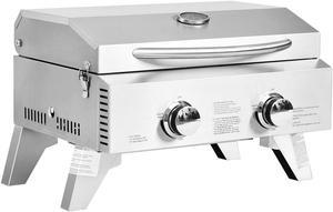 2 Burner Portable Stainless Steel BBQ Table Top Grill for Outdoors