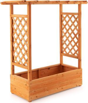 Raised Garden Bed with Trellis or Climbing Plant and Pot Hanging-Natural