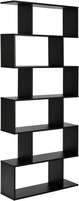 6 Tier S-Shaped Bookshelf Storage Display Bookcase Decor Z-Shelf