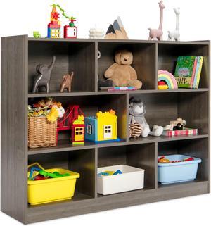 3-Tier Open Bookcase 8-Cube Floor Standing Storage Shelves