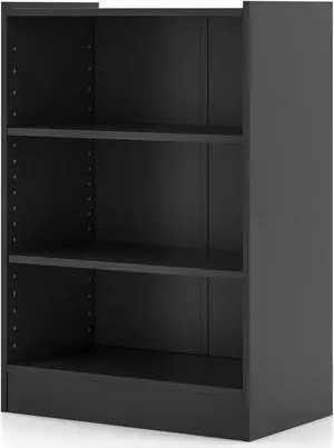 3-Tier Bookcase Open Display Rack Cabinet with Adjustable Shelves