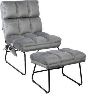 Velvet Massage Recliners with Ottoman Remote Control and Side Pocket