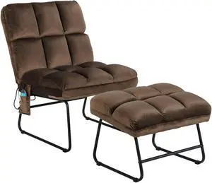 Velvet Massage Recliners with Ottoman Remote Control and Side Pocket