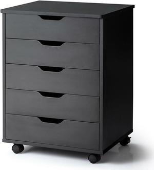 5 Drawer Mobile Lateral Filing Storage Home Office Floor Cabinet with Wheels