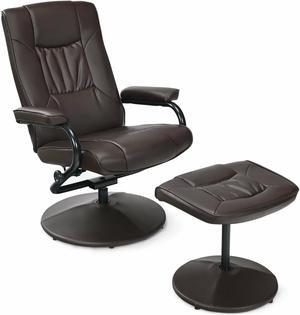 360° PVC Leather Swivel Recliner Chair with Ottoman