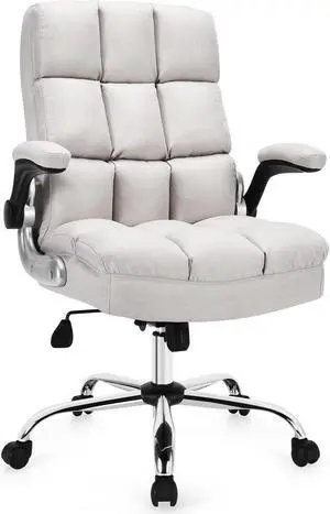 Adjustable Swivel Office Chair with High Back and Flip-up Arm for Home and Office