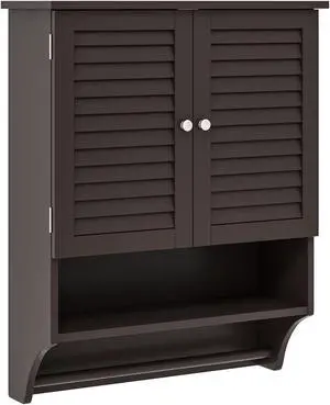 2-Doors Bathroom Wall-Mounted Medicine Cabinet with Towel Bar