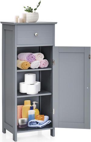 Wooden Storage Free-Standing Floor Cabinet with Drawer and Shelf