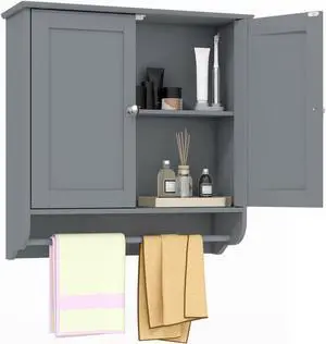 Wall Mounted Bathroom Storage Medicine Cabinet with Towel Bar
