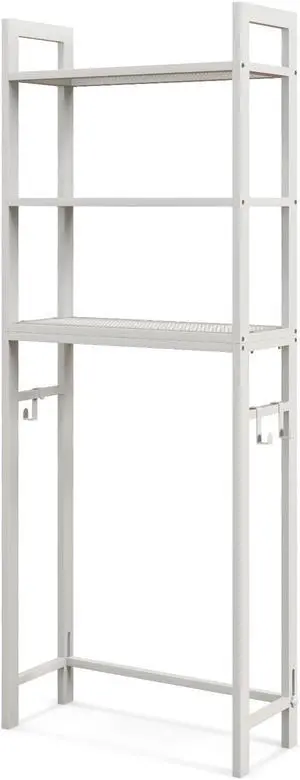 Over-The-Toilet Storage Shelf Space Saving Metal Bathroom Organizer Hooks
