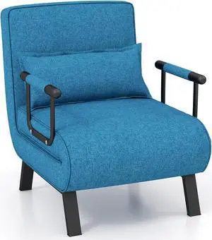 Folding 6 Position Convertible Sleeper Bed Armchair Lounge Couch with Pillow