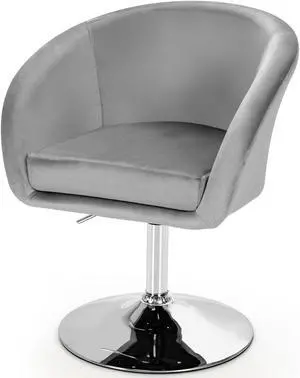 360 Degree Swivel Makeup Stool Accent Chair with Round Back and Metal Base