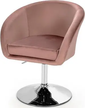 360 Degree Swivel Makeup Stool Accent Chair with Round Back and Metal Base