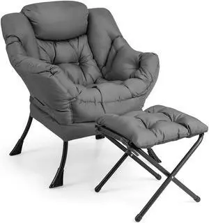 SlickBlue Modern Accent Sofa Chair with Folding Footrest and Side Pocket